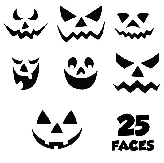 Download 25 pumpkin Halloween jack-0-lantern faces SVG cut file ...
