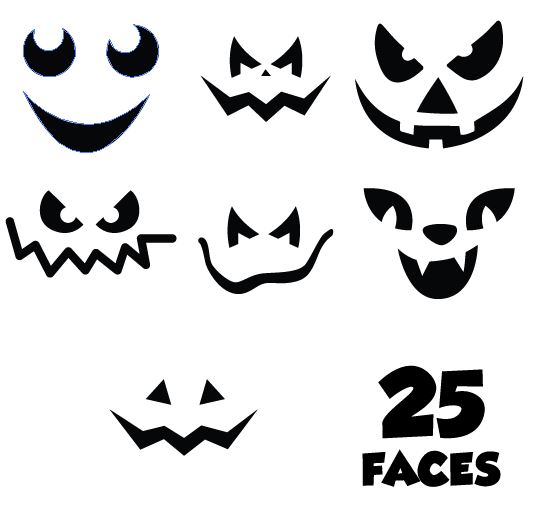 25 pumpkin Halloween jack-0-lantern faces SVG cut file optimized for ...